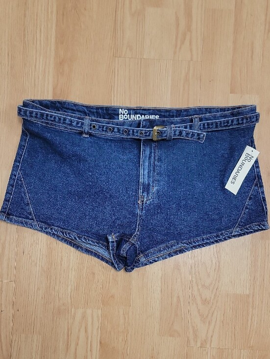 No Boundaries Pants - No Boundaries Blue Denim Belted Short Shorts